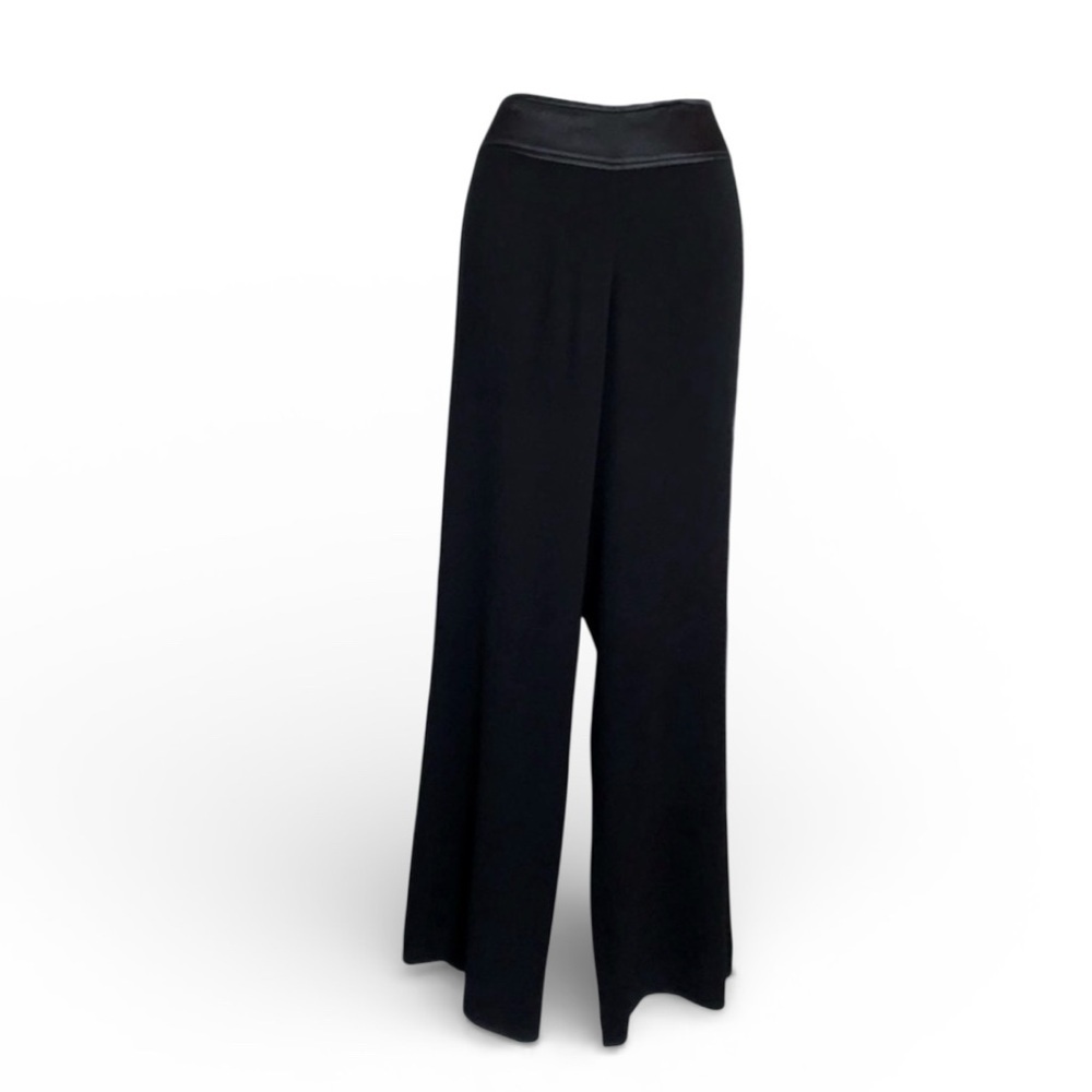 CABI pants Women's 8 EUC black, wide leg, satin waistband, back zip, high waist